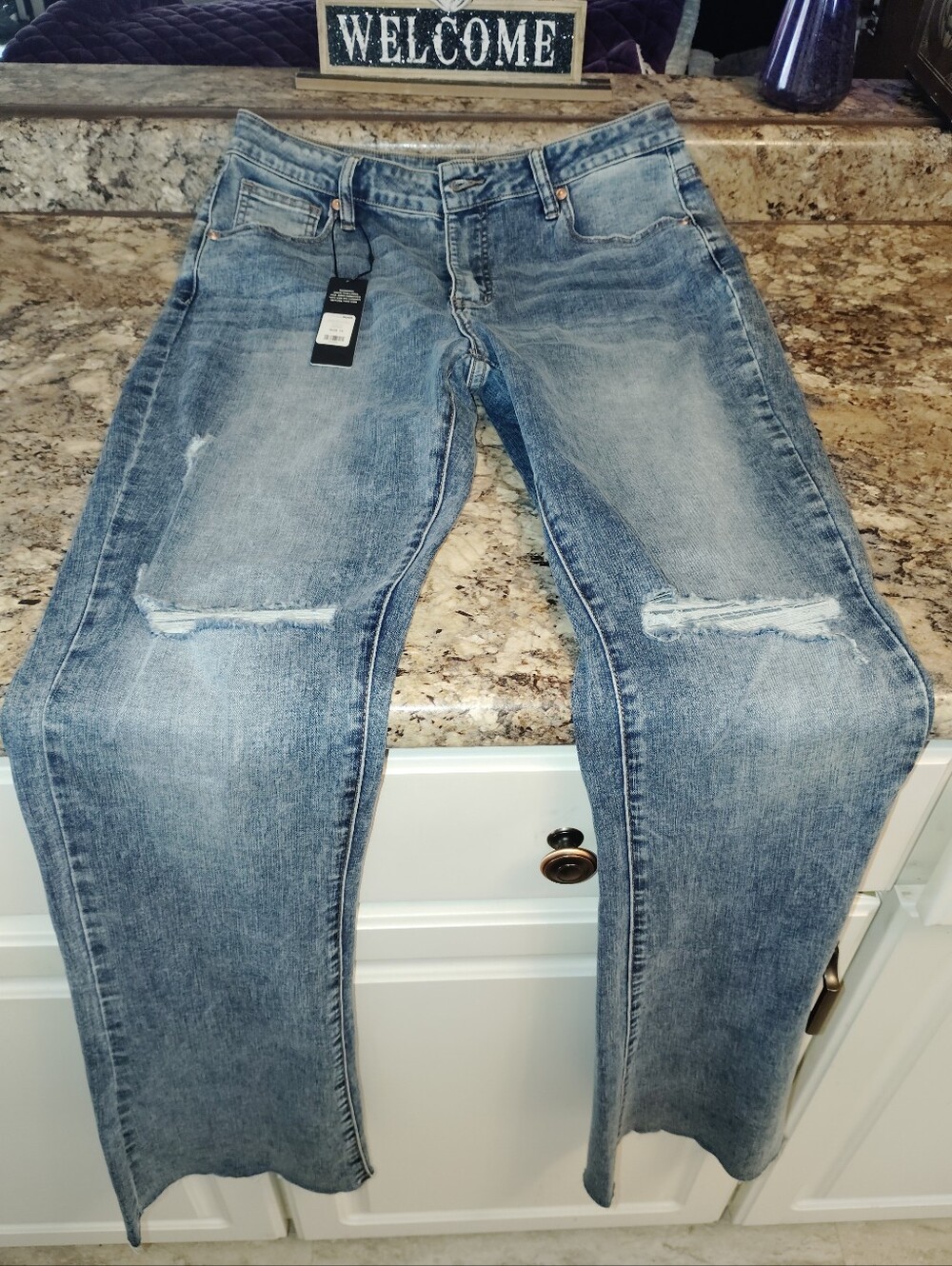 13 Nwt Fashion Nova Women's Light Blue Bootcut Distressed Jeans